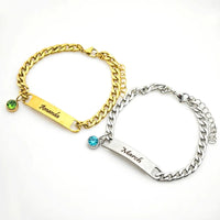 Engrave Letters Birthstone Bar Bracelet